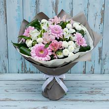 Букет цветов из:  Герберы, Альстромерии и Хризантемы в Новоильинске