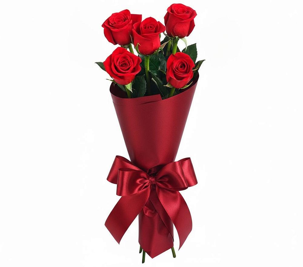 Букет 5 Красных роз Эдлесс Лав в Новоильинске