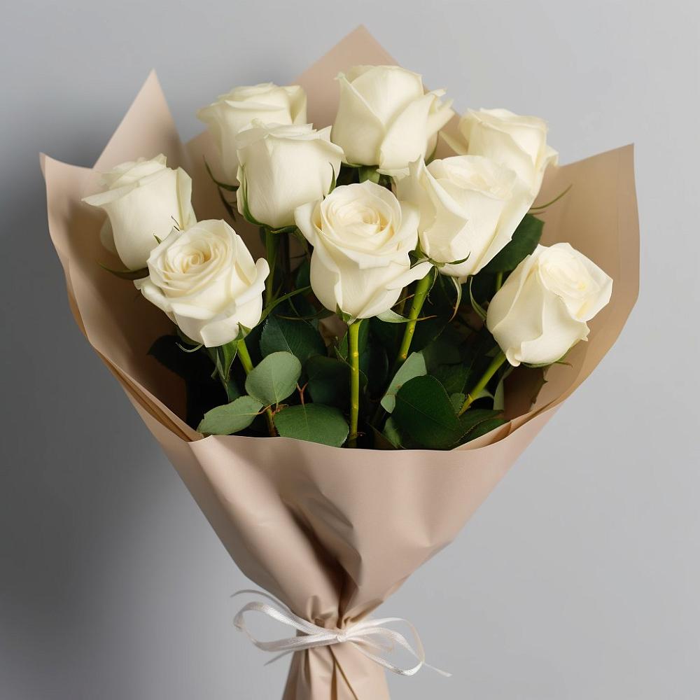 Букет 9 Белых роз Эдлесс Лав в Новоильинске