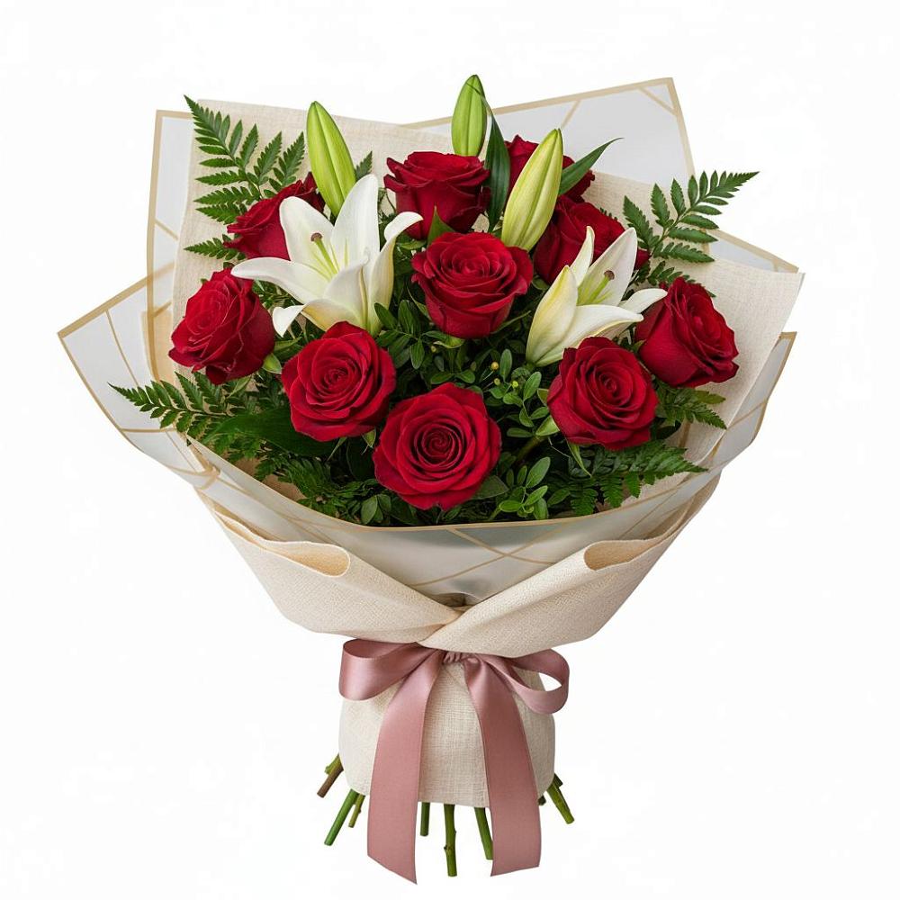 Букет цветов из: Лилии и Розы в Новоильинске