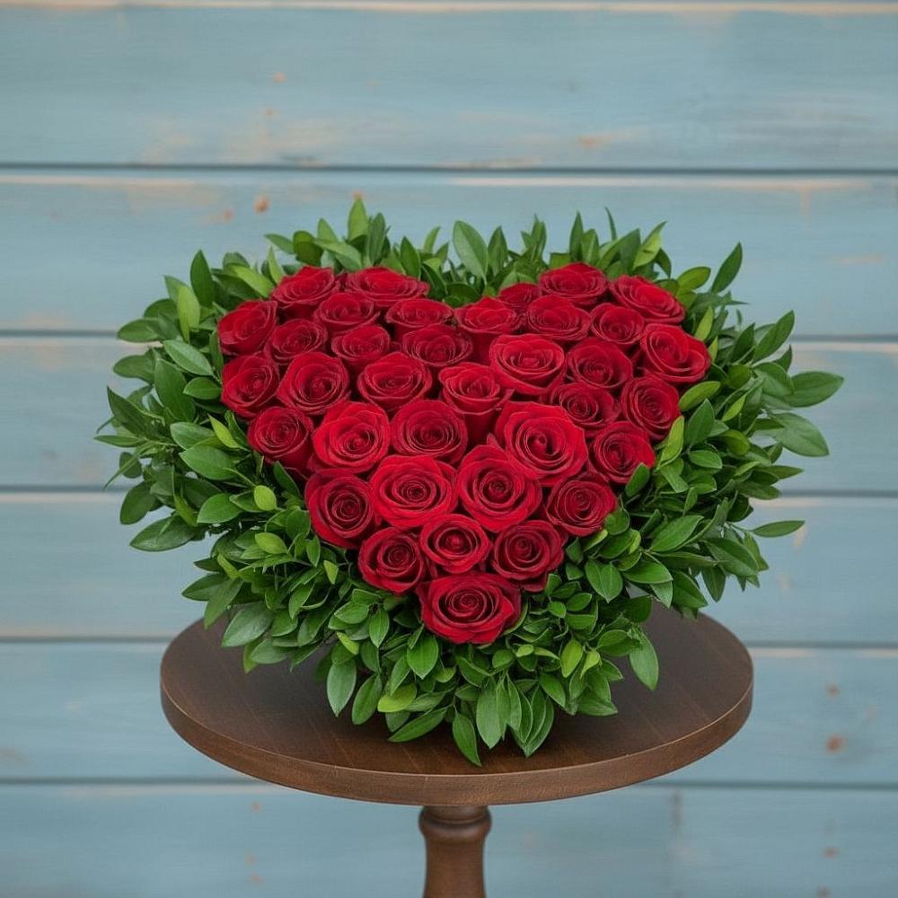 Цветочная композиция из Розы в виде сердца в Новоильинске