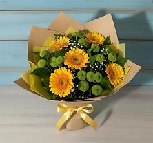 Букет цветов из:  Герберы и Хризантемы в Новоильинске