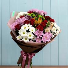 Букет цветов из:  Розы, Хризантемы и Альстромерии в Новоильинске