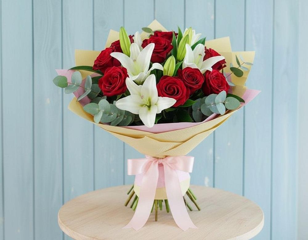 Букет цветов из: Лилии и Розы в Новоильинске